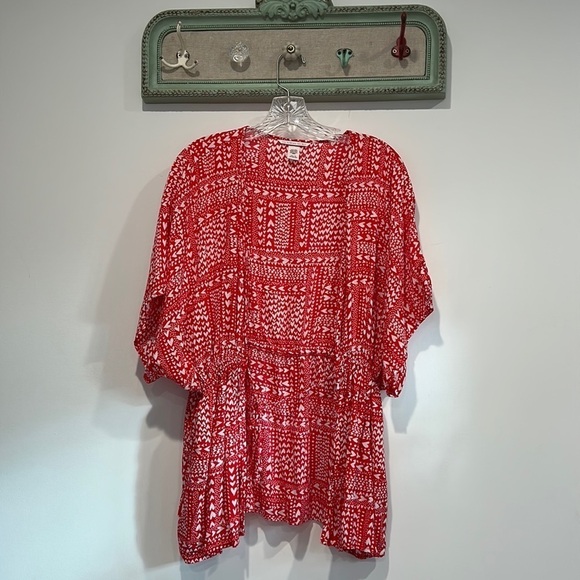 Victoria’s Secret cherry red heart print, short sleeve cover-up top one size - Picture 1 of 7
